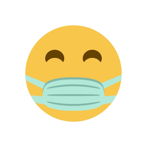 Emoji con icono de vector de máscara aislado sobre fondo blanco
