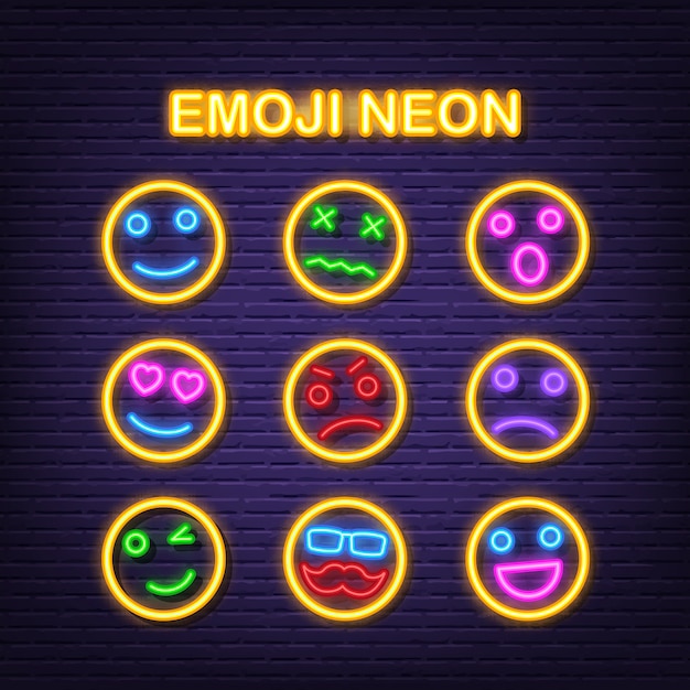 Emoji iconos de neón