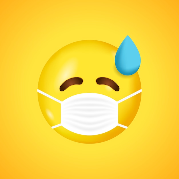 Emoji con máscara médica. virus. máscara médica emoji. .