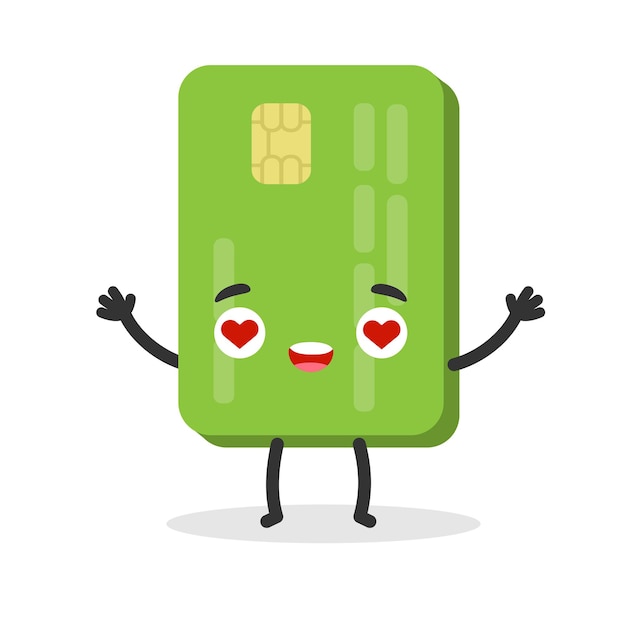 Emoji de pago en línea de personaje de tarjeta bancaria verde