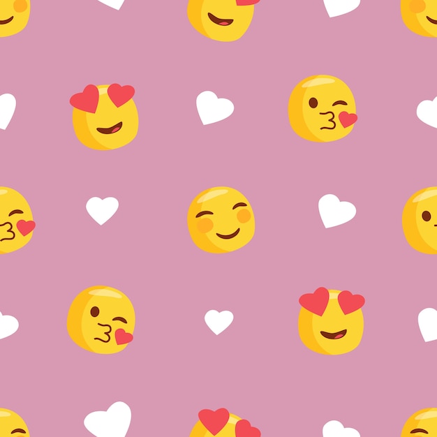 Vector emoji en el patrón de amor