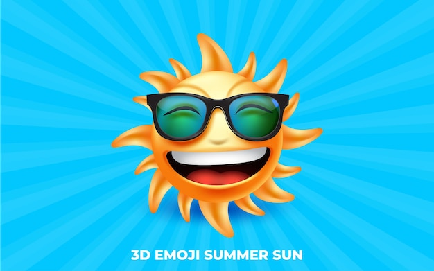 Vector emoji sonriente 3d con gafas