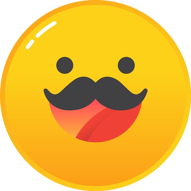 Emoji sonriente con bigote icono vector plano