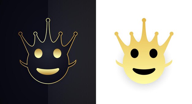 emoji de sonrisa de corona con color dorado y negro