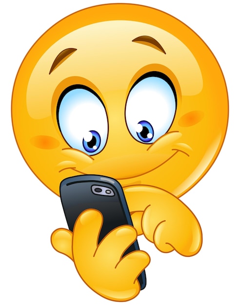 Emoji Texting Surfing Jugar a un juego o usar una aplicación en un teléfono inteligente