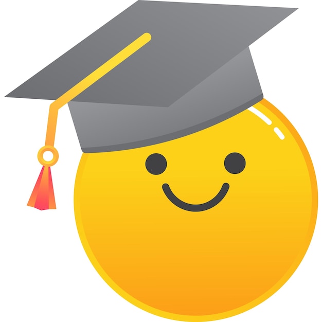 Emoji en vector de icono de sombrero de estudiante de graduación