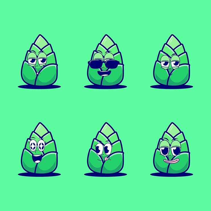 Emojis de dibujos animados de vector de brote de bambú