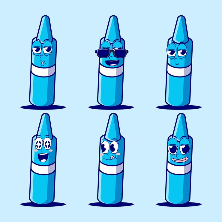 Emojis de dibujos animados de vector de crayón