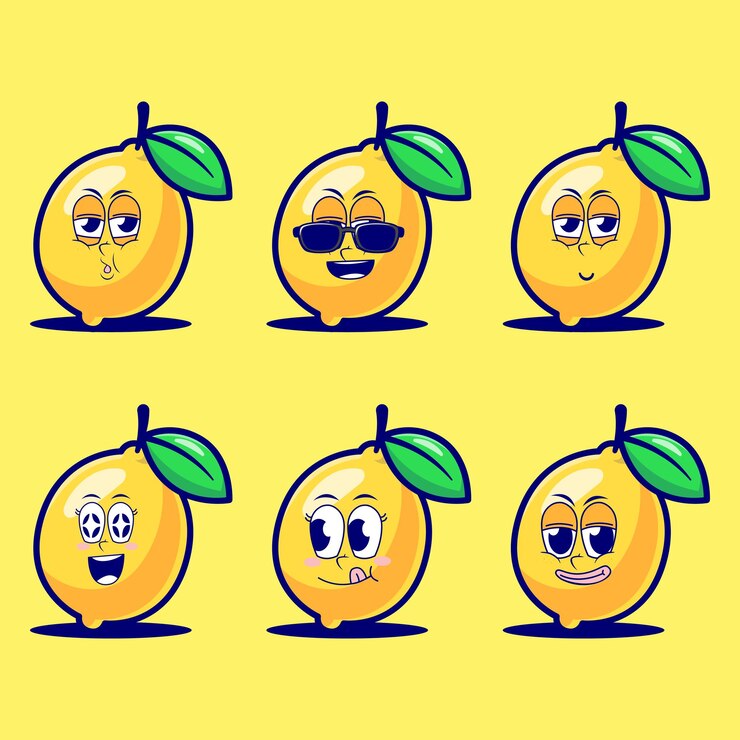 Emojis de dibujos animados de vector de limón