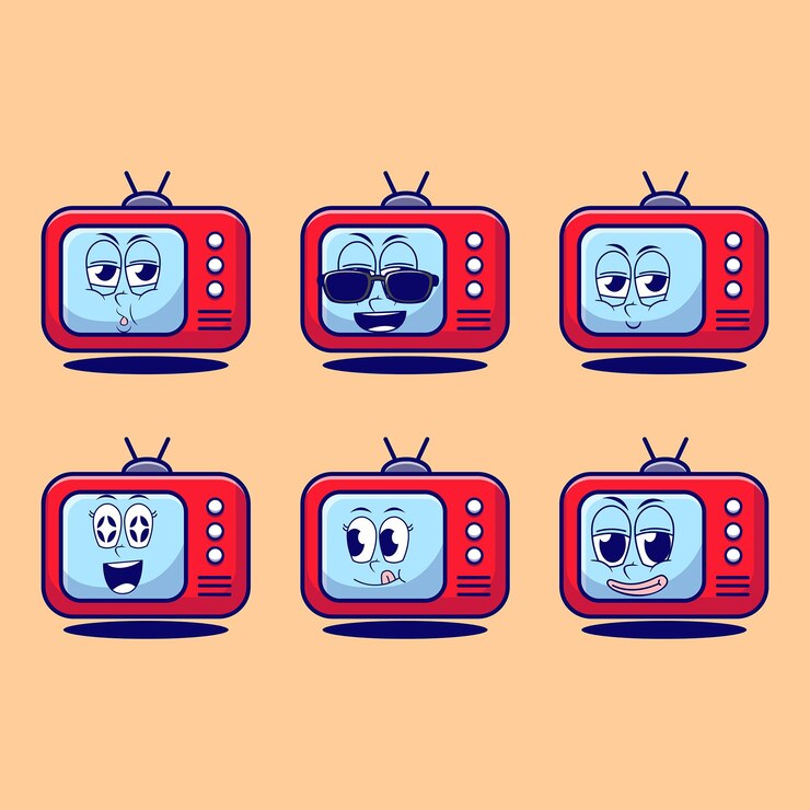 Emojis de dibujos animados de vector de televisión