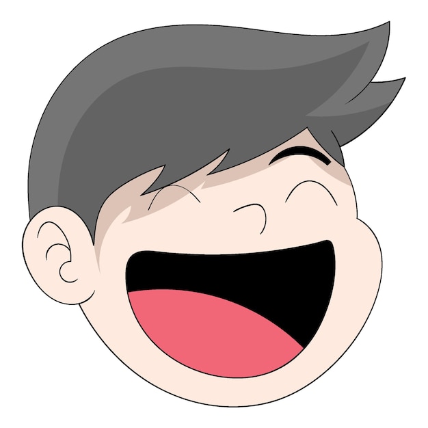 Emoticon boy cabeza gordita se está riendo a carcajadas