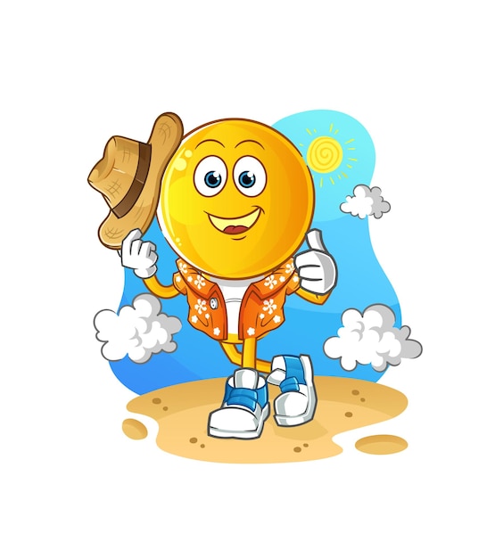 Emoticon cabeza de dibujos animados ir de vacaciones vector de mascota de dibujos animados