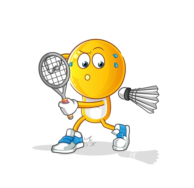 Emoticon cabeza dibujos animados jugando bádminton ilustración vector de caracteres