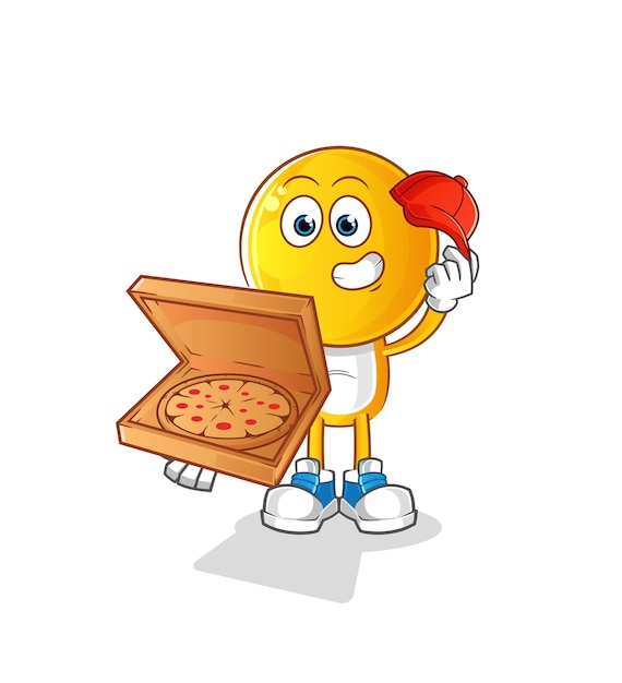 Emoticon cabeza dibujos animados pizza repartidor vector personaje de dibujos animados