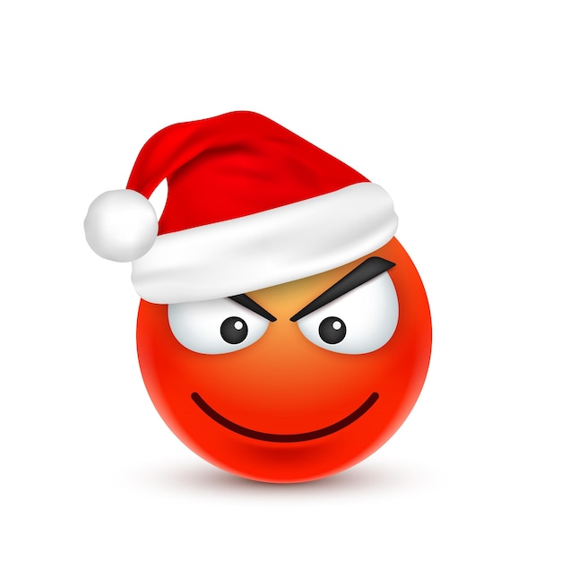 Vector emoticon cara con emociones y sombrero de navidad año nuevo santa invierno triste y feliz cara enojada