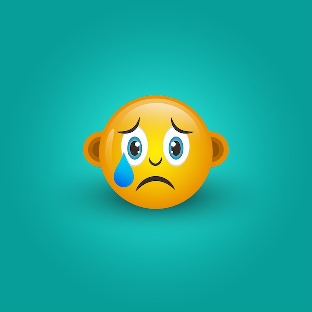 Vector emoticon cara triste emoticon lindo aislado sobre fondo amarillo ilustración 3d