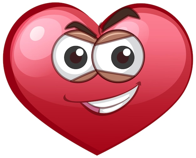 Vector emoticon de corazón sonriente sobre fondo blanco