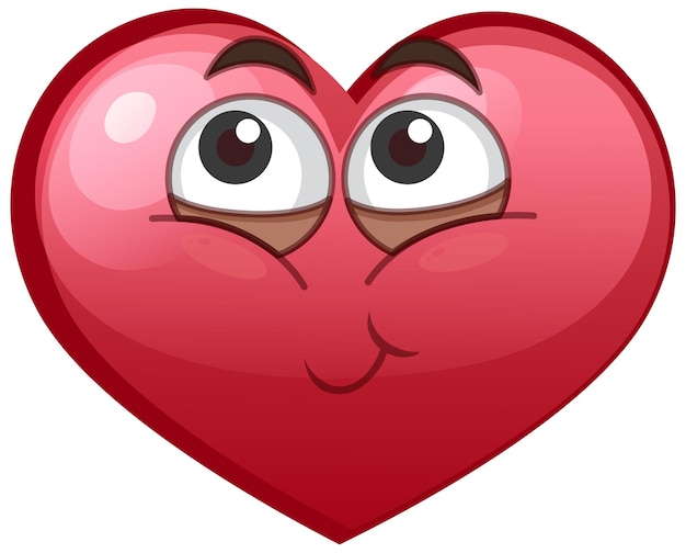 Vector emoticon de corazón sonriente sobre fondo blanco