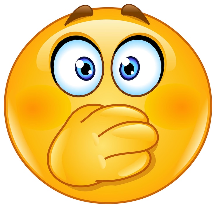 Vector emoticon cubriendo su boca con la mano
