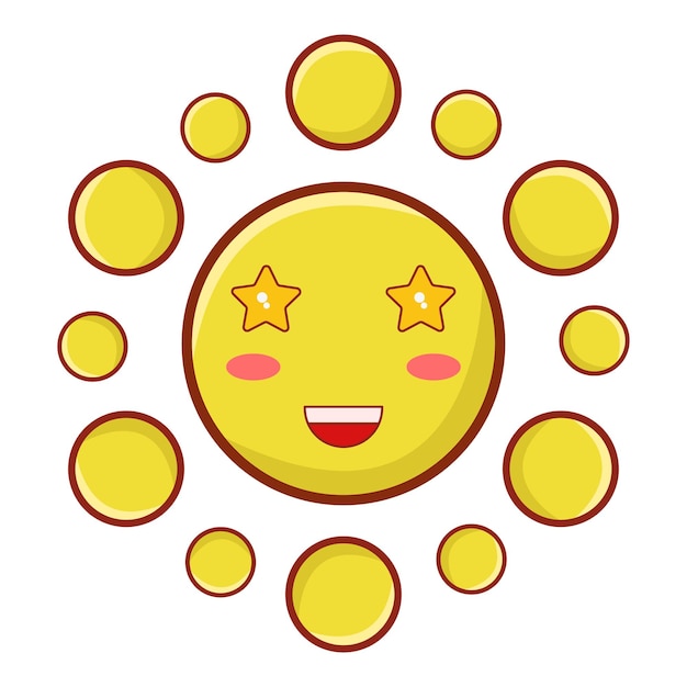 Emoticon dibujado a mano de sol vectorial