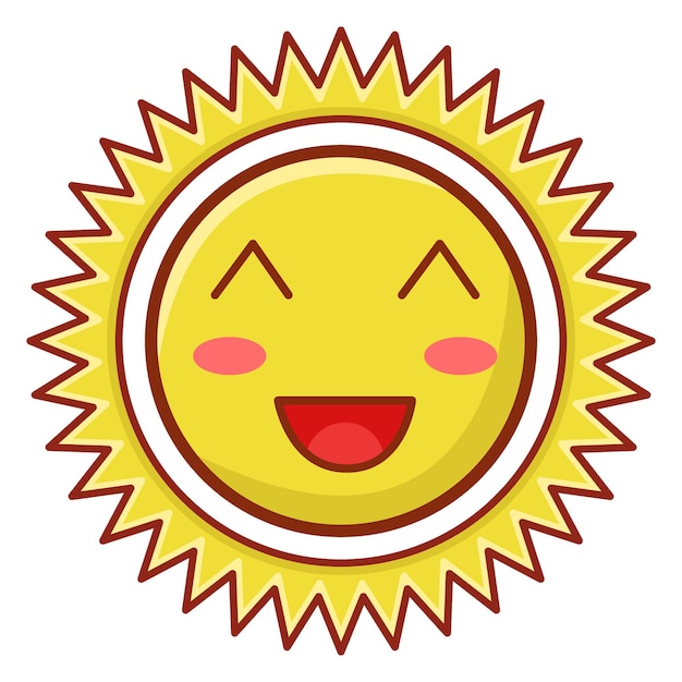 Emoticon dibujado a mano de sol vectorial