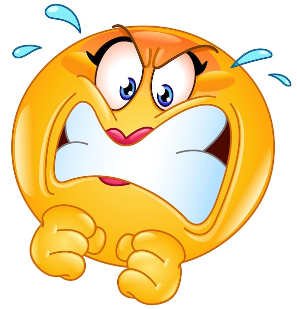 Emoticon femenino Emoji Furioso y enojado