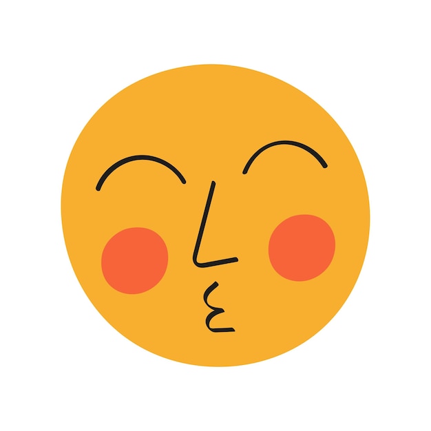 Emoticon en la ilustración de vector de fondo blanco. Emoji con beso. Un beso emoji de cara amarilla.