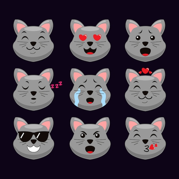 Vector emoticon lindo gato