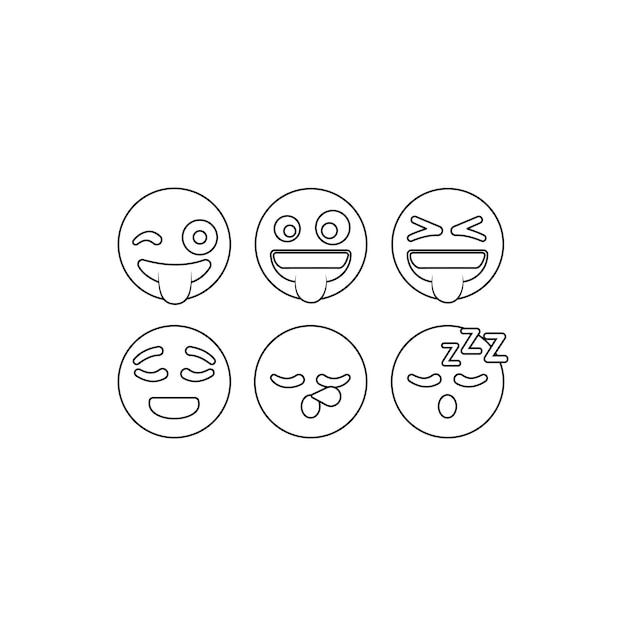 emoticon negro icono de línea en negrita Las imágenes son un trazo vectorial editable
