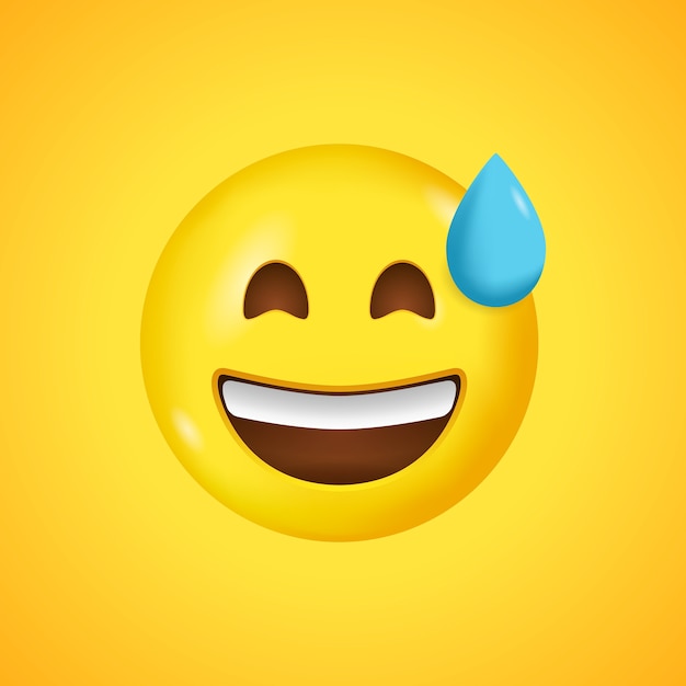 Emoticon sonriente con la boca abierta y sudor frío.