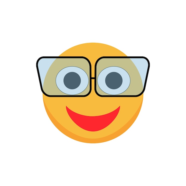 Vector emoticon sonriente con gafas azules vector emoji de dibujos animados