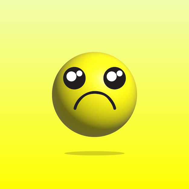 Vector emoticon triste dibujos animados en 3d