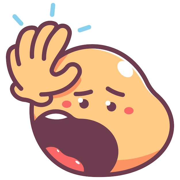 El emoticon vectorial de Facepalm es un cartón animado aislado sobre un fondo blanco