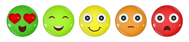 Emoticones calificación Emoji caras iconos felices neutros tristes y enojados Escala de satisfacción comentarios de los clientes