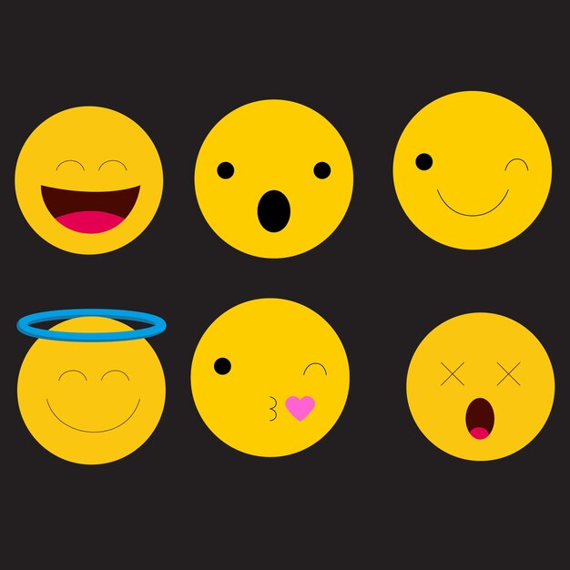 Emoticones gran colección de arte de línea y colores planos