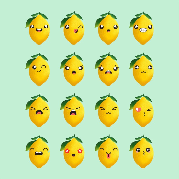 Los emoticones de limón establecen la expresión facial de la colección de sentimientos