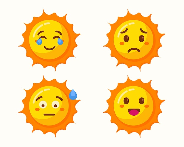 emoticones de sol bonitos íconos de conjunto aislado colección