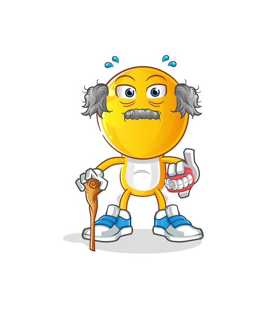 Emoticono cabeza caricatura anciano de pelo blanco. vector de caracteres