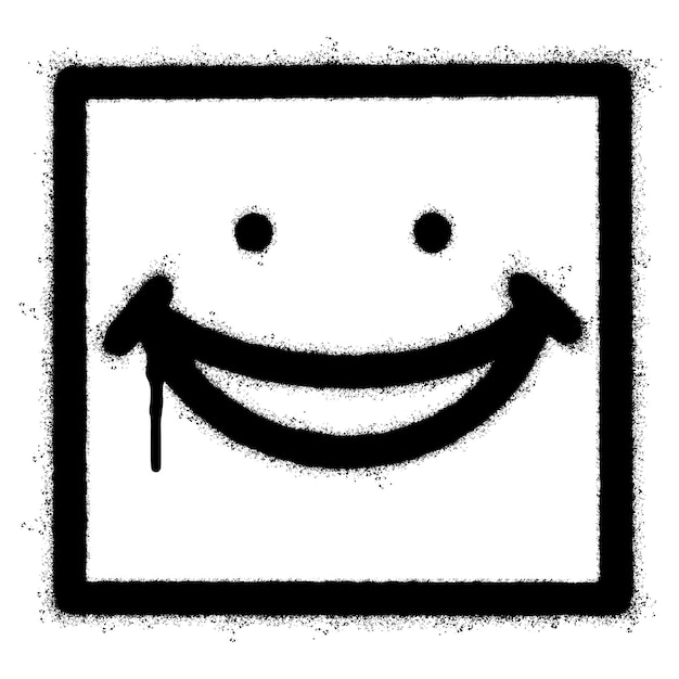 Emoticono de cara sonriente de graffiti pintado con aerosol aislado en la ilustración de vector de fondo blanco