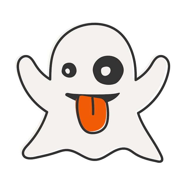 Emoticono de chat de redes sociales fantasma Lindo emoji Emoticono de estilo plano dibujado a mano