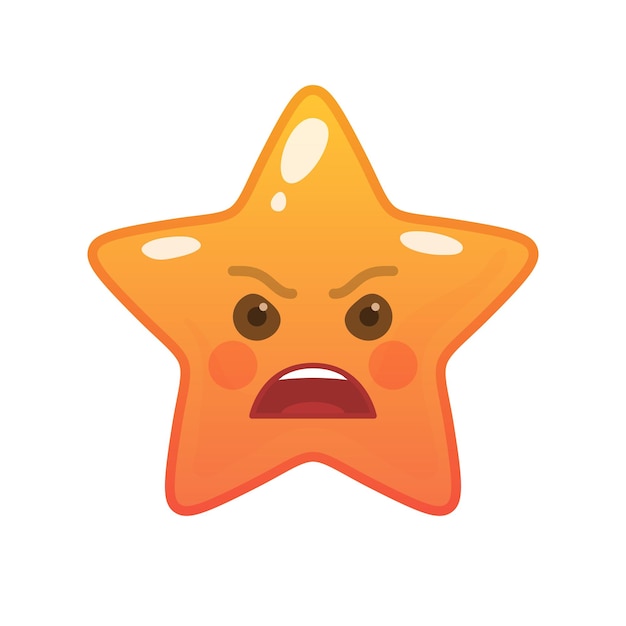 Emoticono cómico en forma de estrella enojado