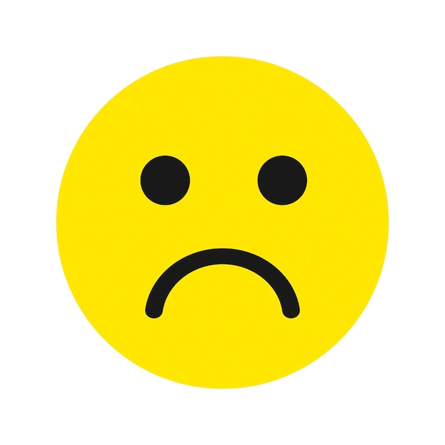 Emoticono triste en amarillo para aplicaciones y sitios web