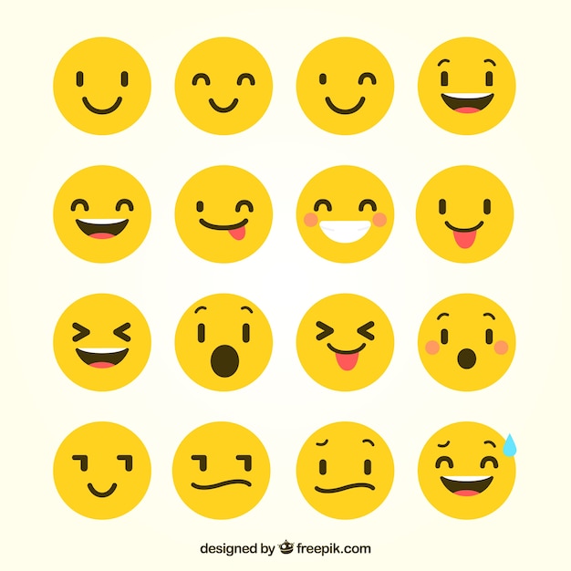 Emoticonos planas con gestos divertidos