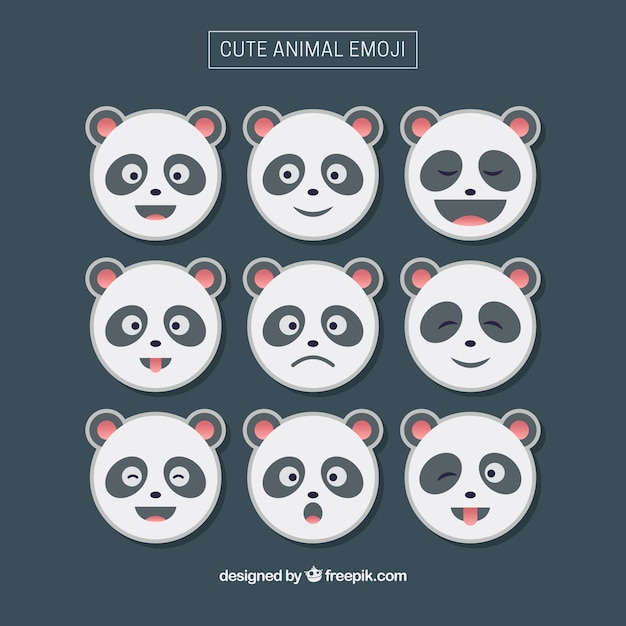 Vector emoticonos redondos de oso panda