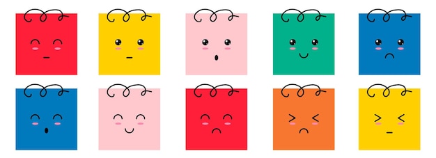 Vector emoticonos con varias emociones emoji en estilo de dibujos animados ilustración vectorial aislado en blanco