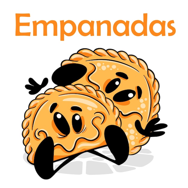 Empanadas Gracioso personaje de dibujos animados Vector fondo aislado