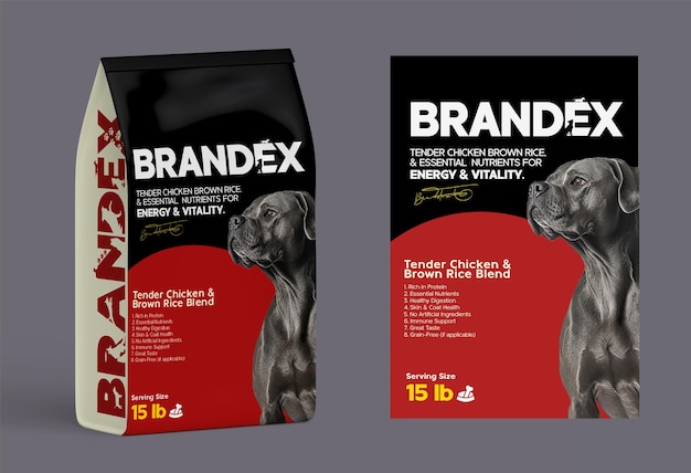Empaque de comida para perros de Brandex Tender Chicken amp Brown Rice Edición para perros negros