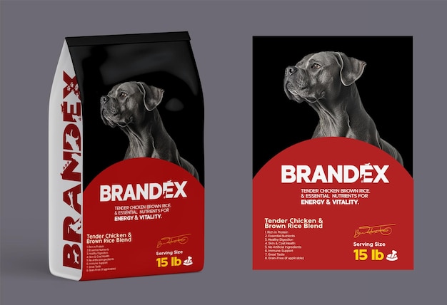 Empaque de comida para perros de Brandex Tender Chicken amp Brown Rice Edición para perros negros