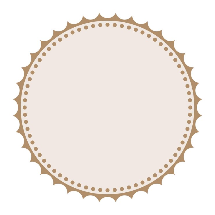 Vector empaque elegante marrón claro redondo detallado estampado clásico en blanco insignia diseño de fondo sencillo