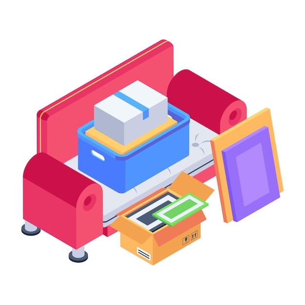 Empaque de los iconos de estilo isométrico